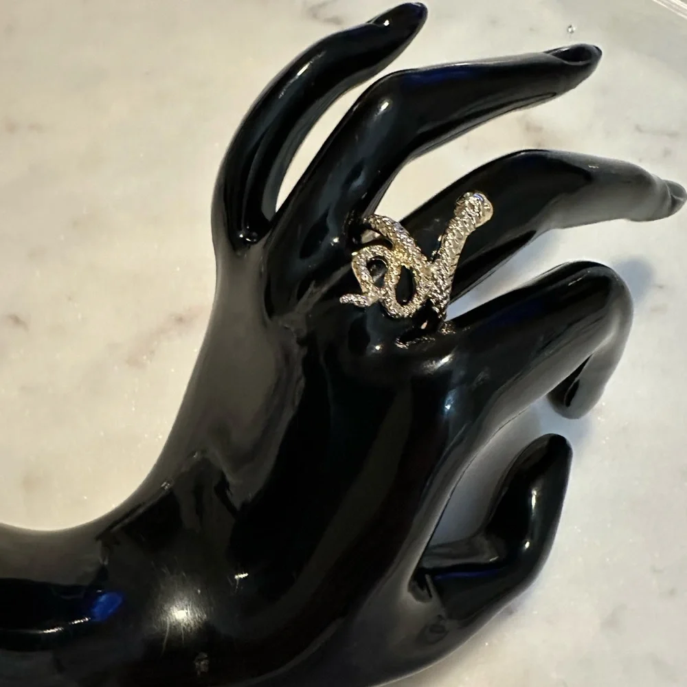 Gold Tone Snake Serpent Ring Size 7